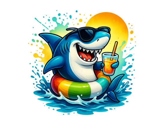 Download Shark Swimming Watercolor Sublimation - Watercolor Collection