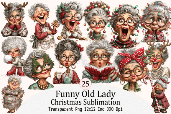 Download Funny Old Lady Christmas Sublimation - Funny Collection