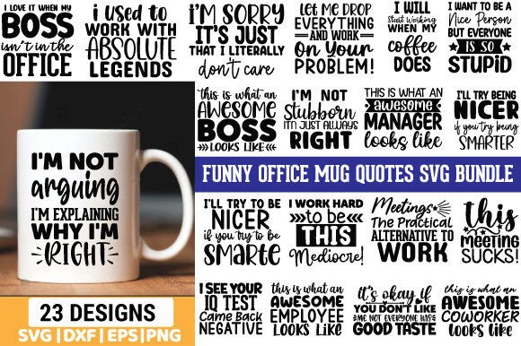 Download Funny Office Mug Quotes SVG Bundle - Funny Collection