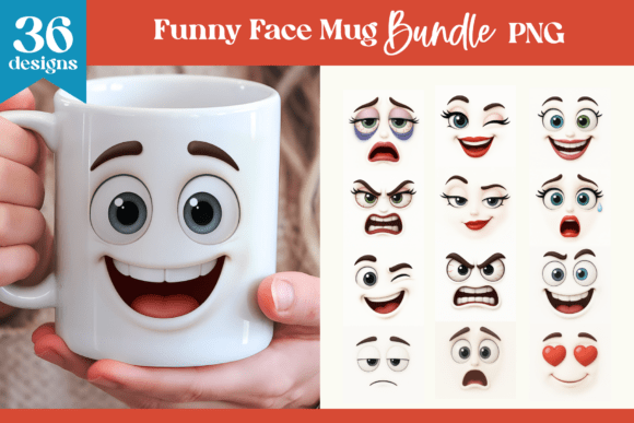 Download Funny Face Mug Wraps Bundle PNG - Funny Collection