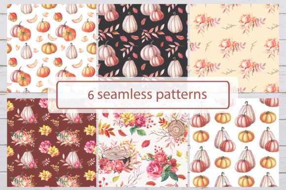 Download Autumn Patterns Watercolor Pumpkins - Watercolor Collection