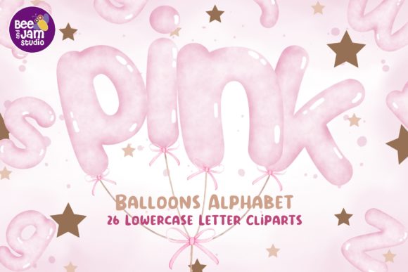 Download Watercolor Pink Balloons Alphabet, Fonts - Watercolor Collection