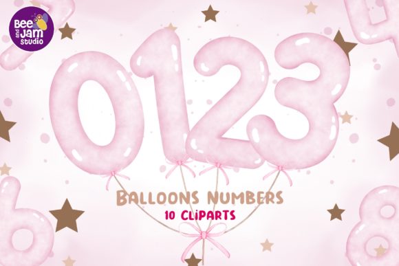 Download Watercolor Pink Balloons Number, Fonts - Watercolor Collection