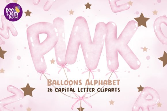 Download Watercolor Pink Balloons Alphabet, Fonts - Watercolor Collection
