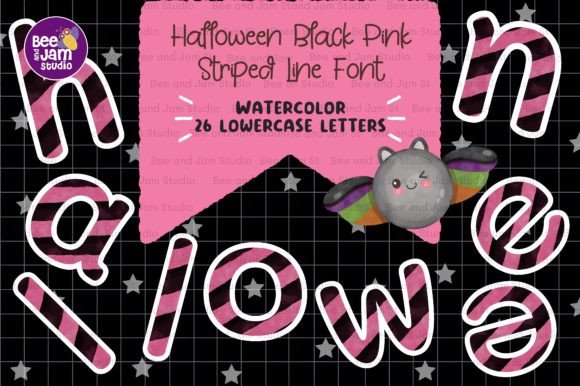 Download Halloween Striped Line Watercolor Font - Watercolor Collection