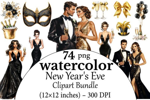 Download Watercolor New Year's Eve PNG Clipart Bu - Watercolor Collection